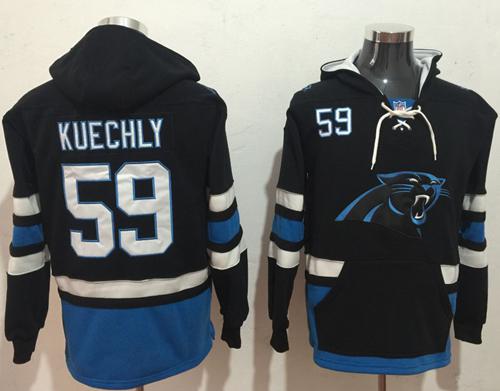 Nike Panthers #59 Luke Kuechly Black/Blue Name & Number Pullover NFL Hoodie